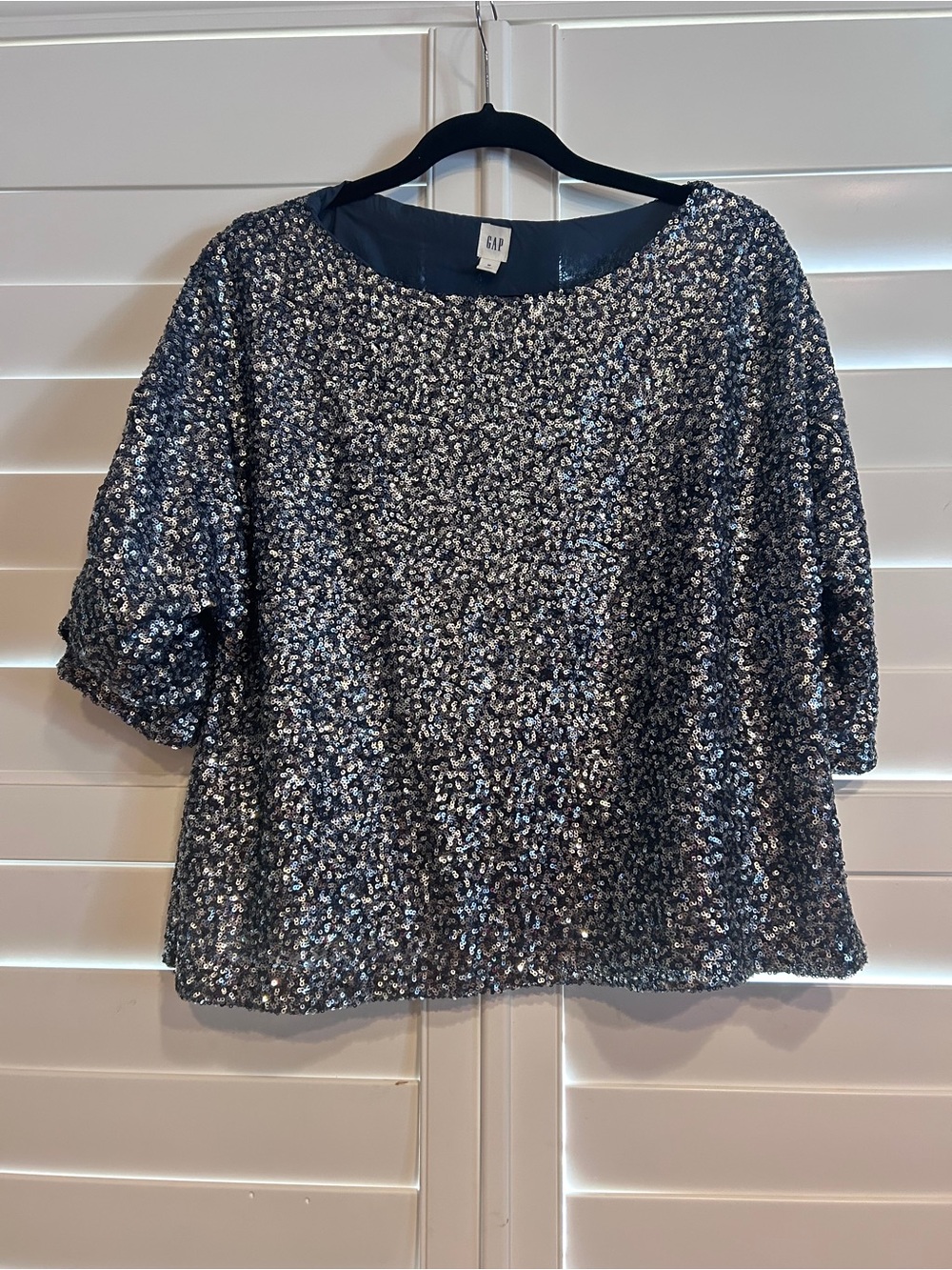 GAP Silver Sequined Women's Boxy Party Top